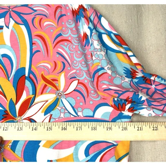 TALBOTS | Women's Large Tunic Top Multicolor Lace Preppy 3/4 Sleeve Boho Beach - Picture 6 of 8